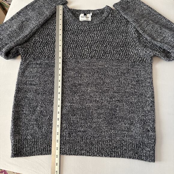 Topman Men's XL Marled Blue Knit Crew Neck Sweater Preppy Modern Minimalist - Picture 8 of 9